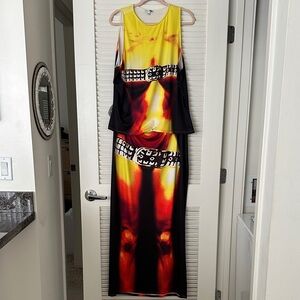 Vibrant Yellow & Red Graphic Two Piece